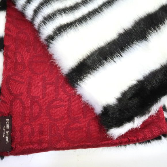 HENRI BENDEL Striped Faux Fur scarf - Picture 5 of 6